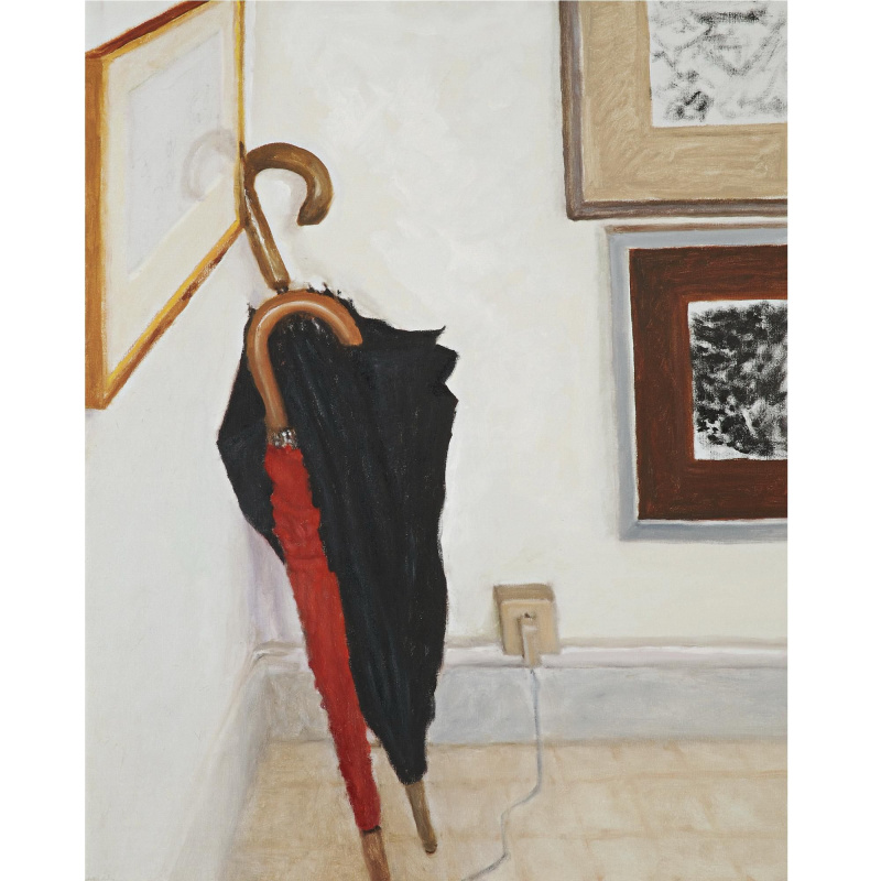 阿维格多阿利卡Avigdor Arikha, Red and Black Umbrellas, Made of oil on canvas.tif
